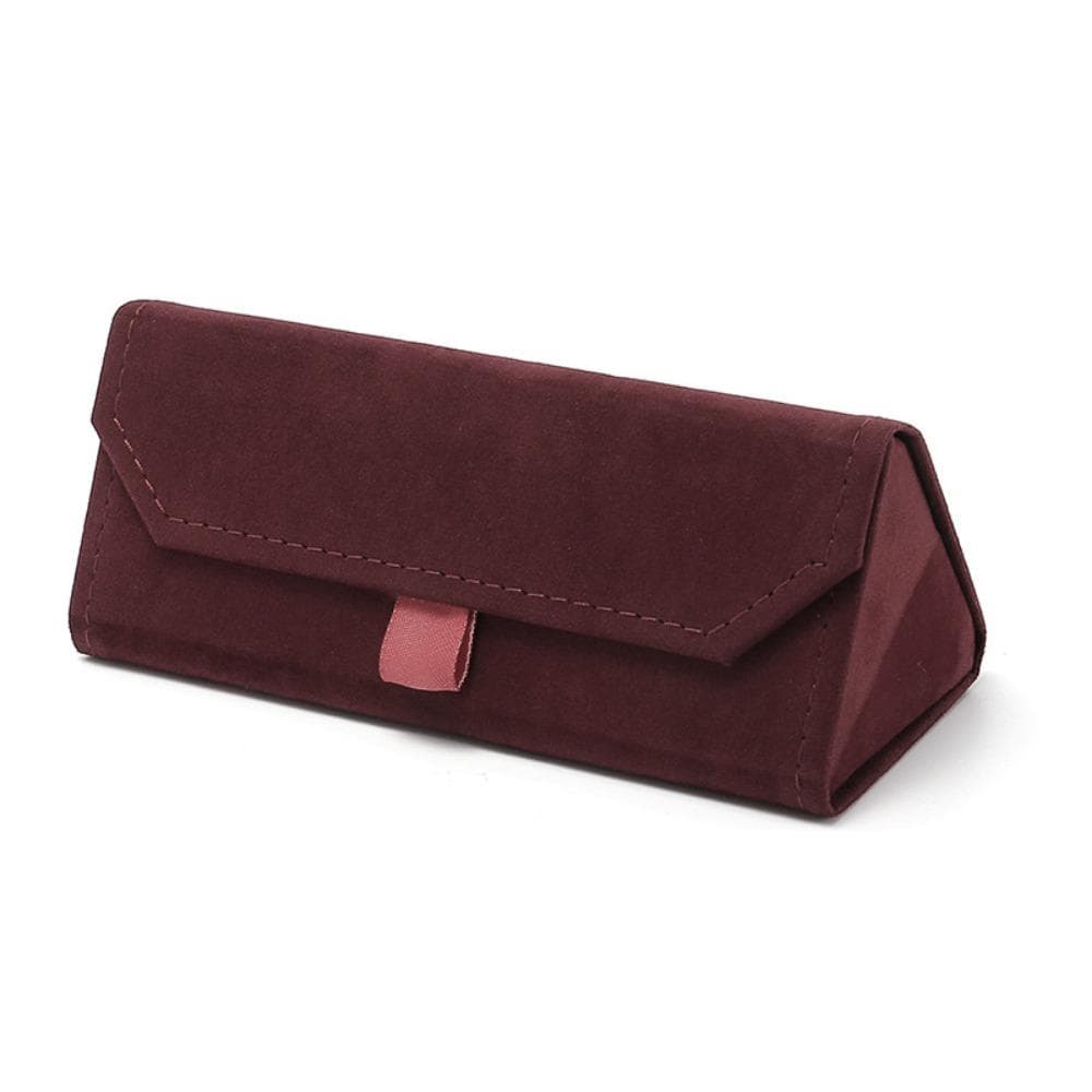European Hot velvet triangle folding glasses Women case Elegant sunglasses case men soft noble reading glasses box Eyewear Cases wine red