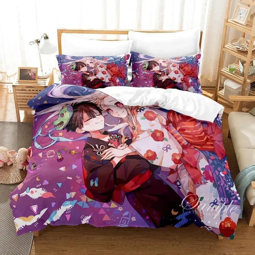Fashion 3D Printing Anime Toilet-bound Hanako-kun Bedding Set Duvet Cover Sets Comforter Bedding Double Size Adults Kids Gift US Queen 228x228cm