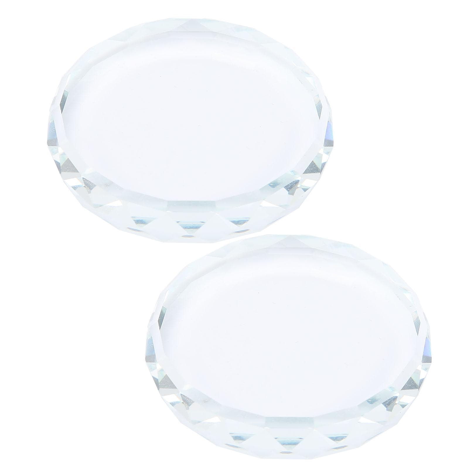 2PCS Nail Art Palettes Color Mixing Toning Glass False Eyelash Glue Hold Makeup Pallet