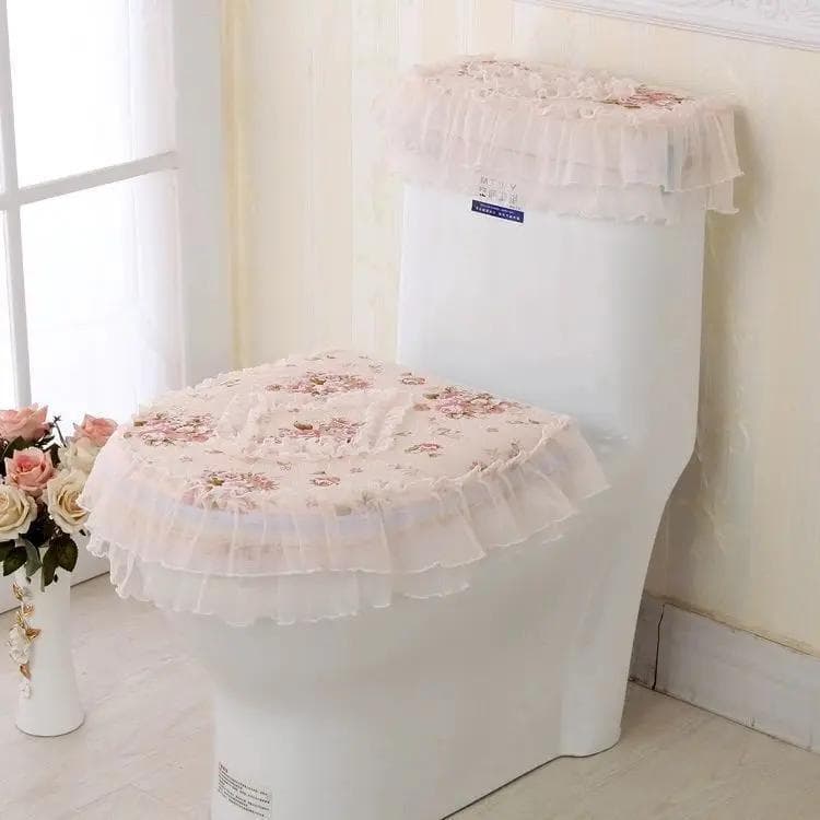 European Jacquard Tassel Toilet Seat Cushion Lace Embroidered Bead Pendant Closestool Dust Cover Zipper Style Toilet Seat Mat