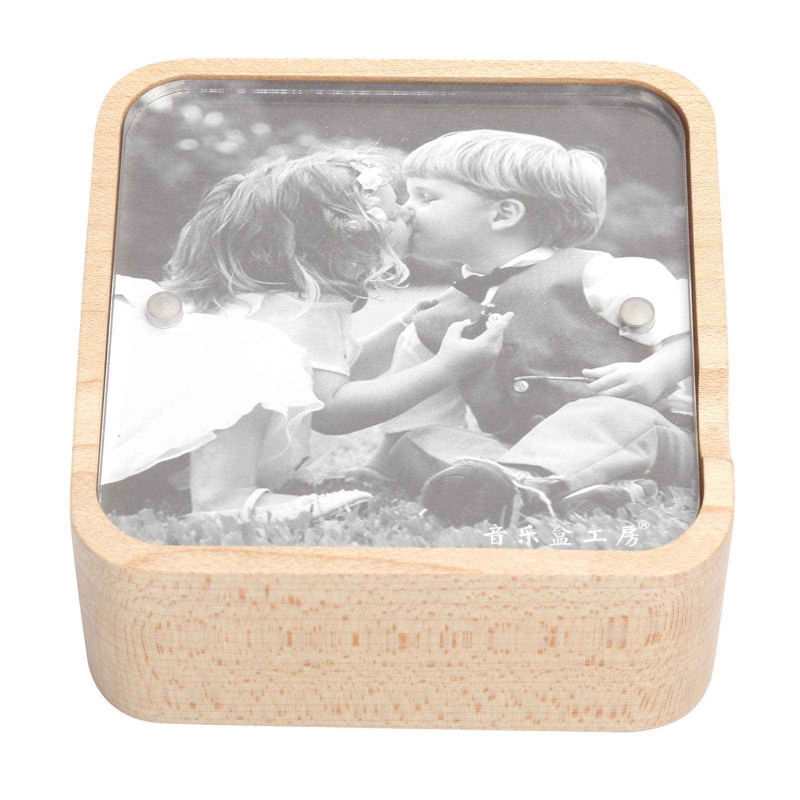 Music Box Gravity Sensor Wooden Photo Frame Musical Box for Home Decoration Christmas Gift