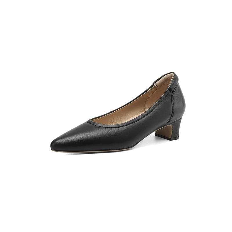 WOMEN'S Shoes Thin Heeled High-Heel Silk Fabrics Low-Cut Metal Pointed-Toe-Slimming Shoes 34 black