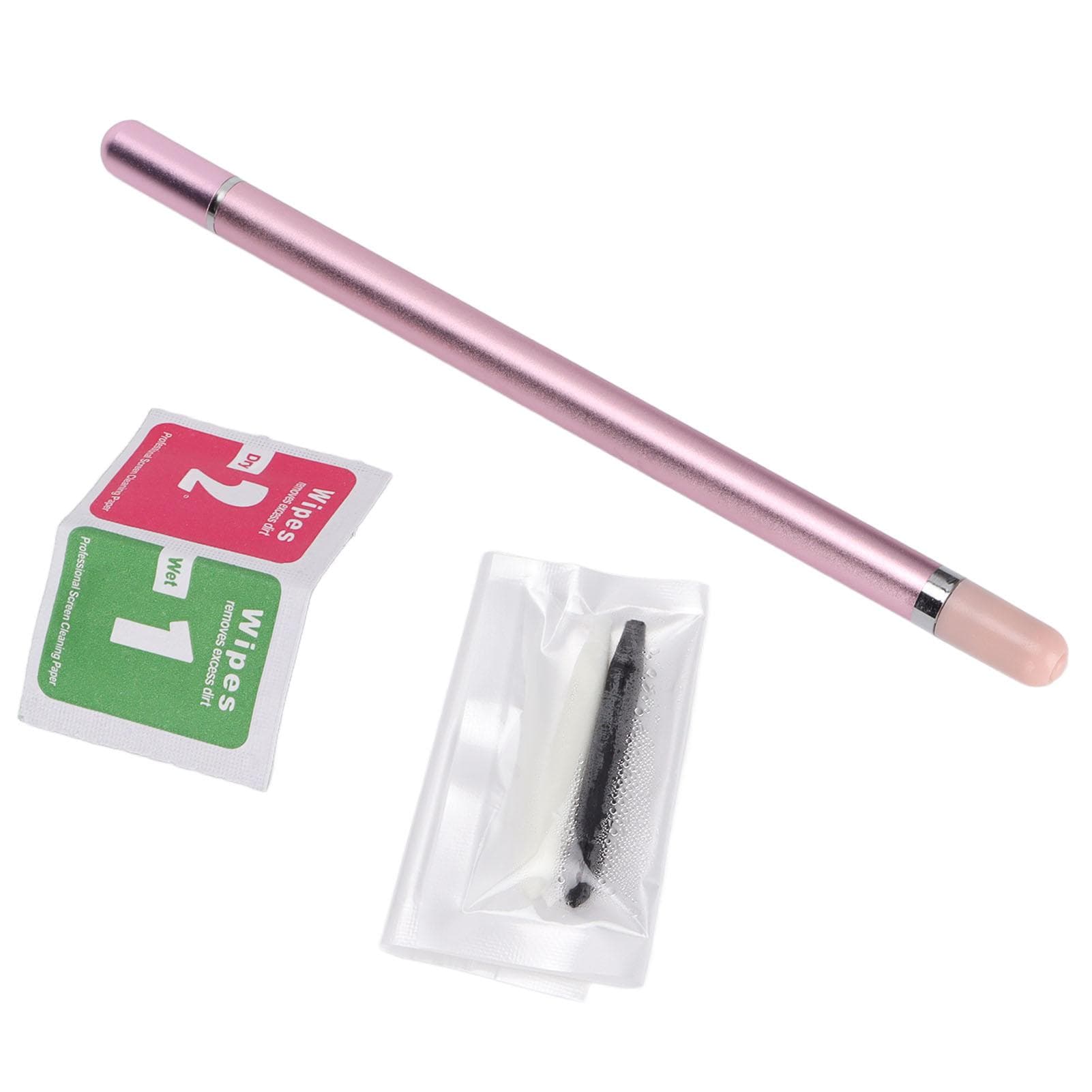 Stylus Pen 2 in 1 Capacitive Touch Screen Pens with Replacement Tips Cleaning Bag for Mobile Phones pink