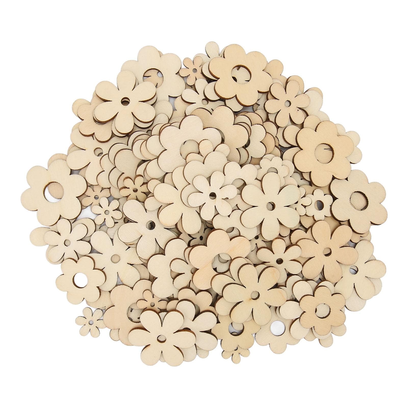 300pcs Plum Unfinished Wooden Cutouts Handcraft Grinding Flowers Chip for DIY Decorative Pendant