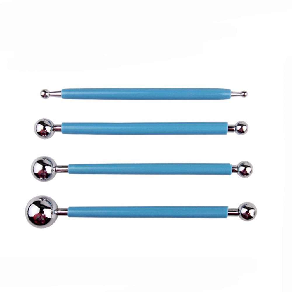 (Nikita) 4 Piece Ball Stylus Dotting Modeling Tools Clay Ceramics Pottery Carving Tool Embossing Sculpting Set One Size blue