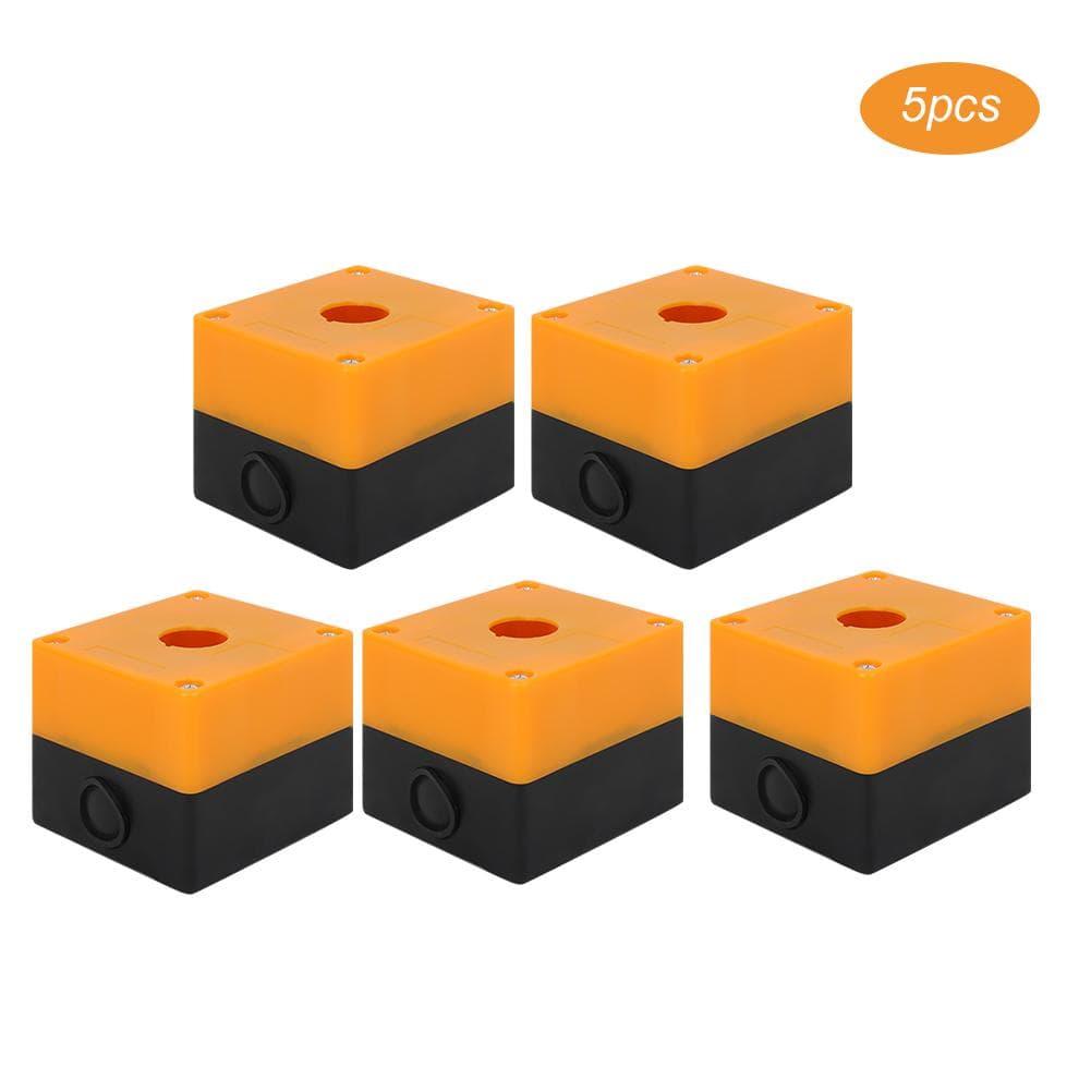 5Pcs Emergency Stop Box Control Switch Button Waterproof Junction Box Yellow 22mm BX1‑22