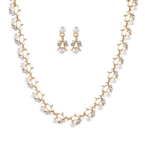 Elegant Necklace Earrings Bracelet Bridal Jewelry Gift Necklace + Earrings