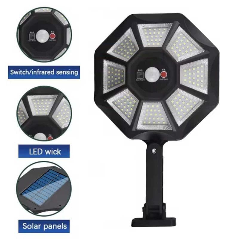 Outdoor Solar Street Light 168 LED Floodlights Wall Light with Motion Sensor IP44 Waterproof Suitable for Courtyards and Facades 8000LM -1PC