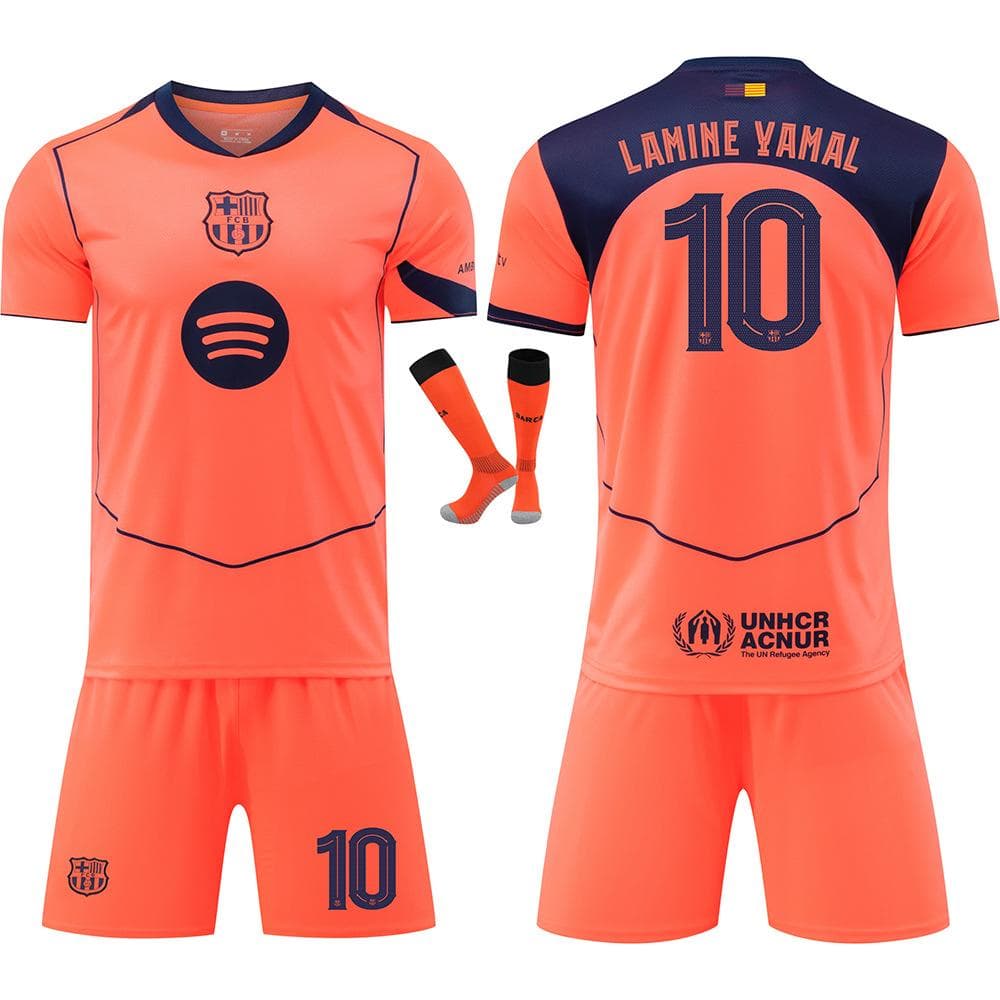 25-26 Barcelona UEFA Champions League Orange Football Jersey for Kids and Adults LAMINE YAMAL #10 M