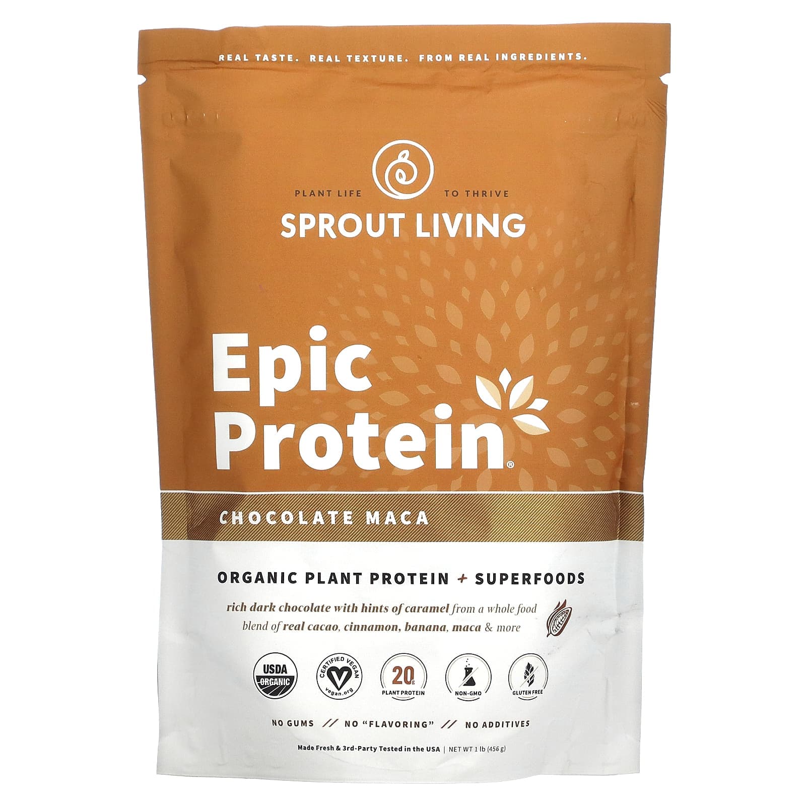 Sprout Living, Epic Protein, Organic Plant Protein + Superfoods, Chocolate Maca, 1 lb (455 g)
