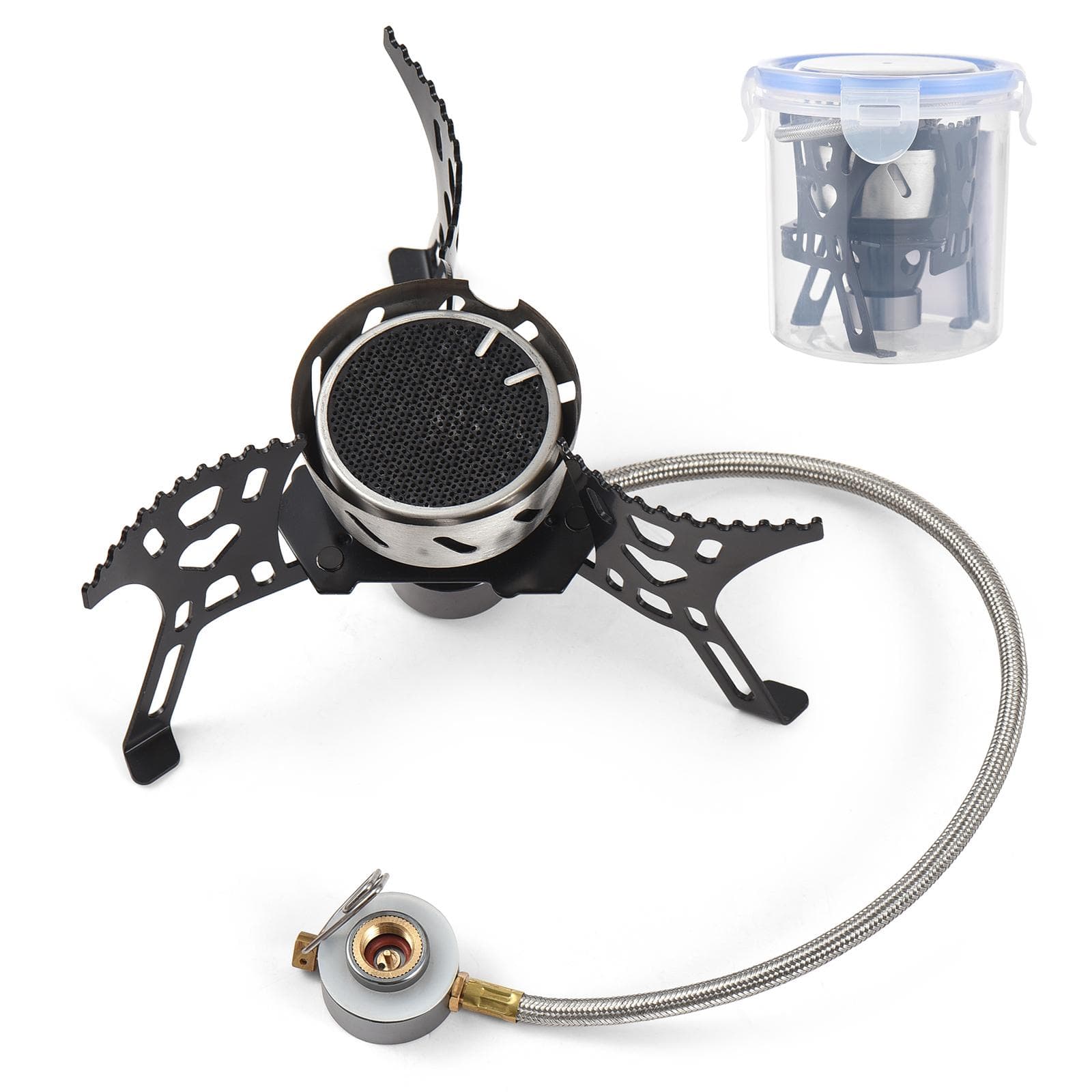 Camping Stove High-Altitude Infrared Portable Gas Stove for Outdoor Hiking Lightweight and Foldable Without Ignition Button silver