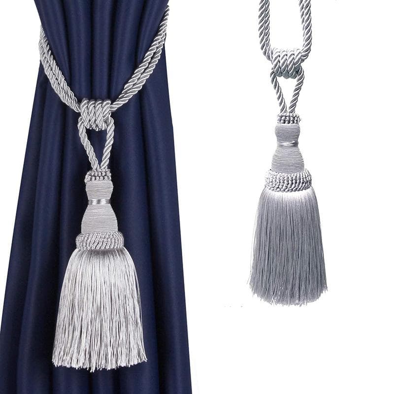 1 Pack Curtain Tiebacks Tassel Drapery Tie-Backs Rope Handmade Holdbacks Home Office Hotel Decorative 1PC silver
