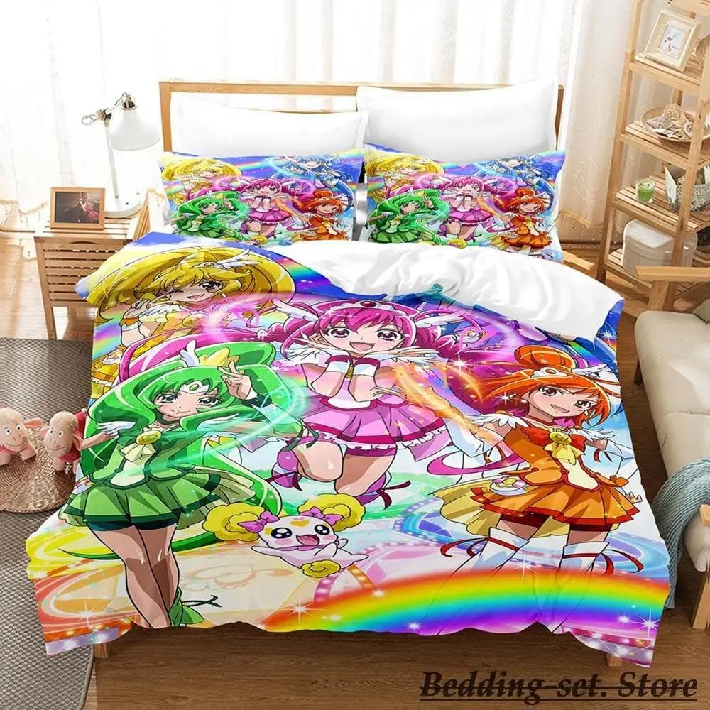 Smile PreCure! Bedding Set Single Twin Full Queen King Size Bed Set Adult Kid Bedroom Duvetcover Sets Anime parure de lit Bed 70x133cm 2pcs