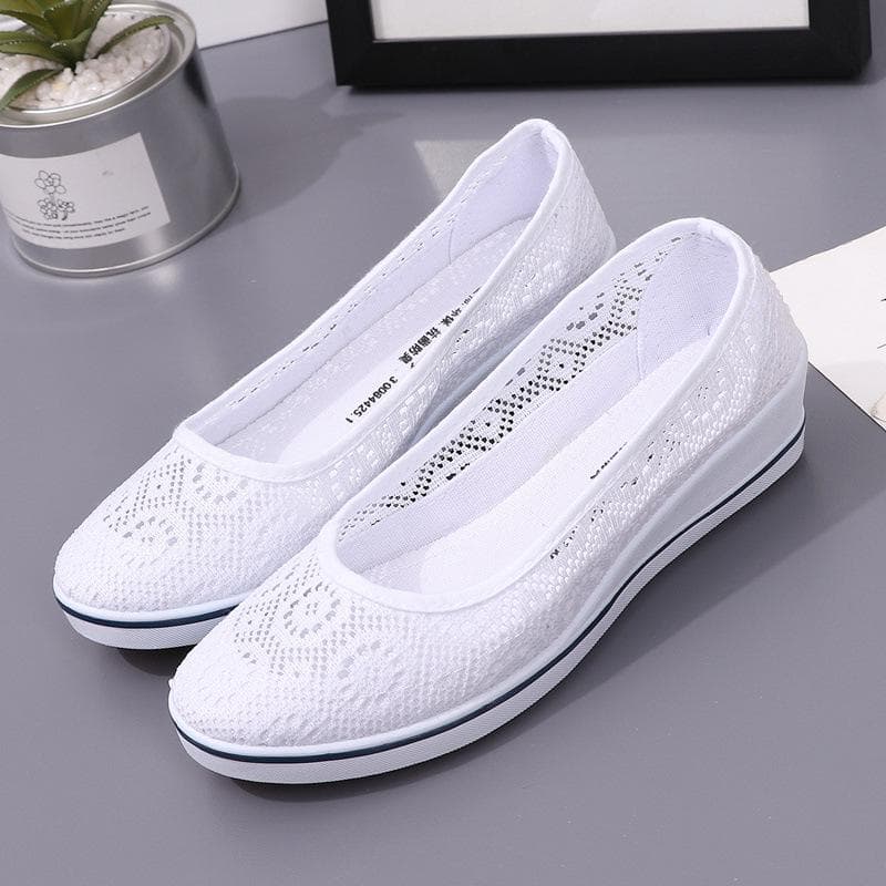 Canvas Shoes Solid Women Platform Casual Shoes Women's Loafers Flats Shoes 38 white