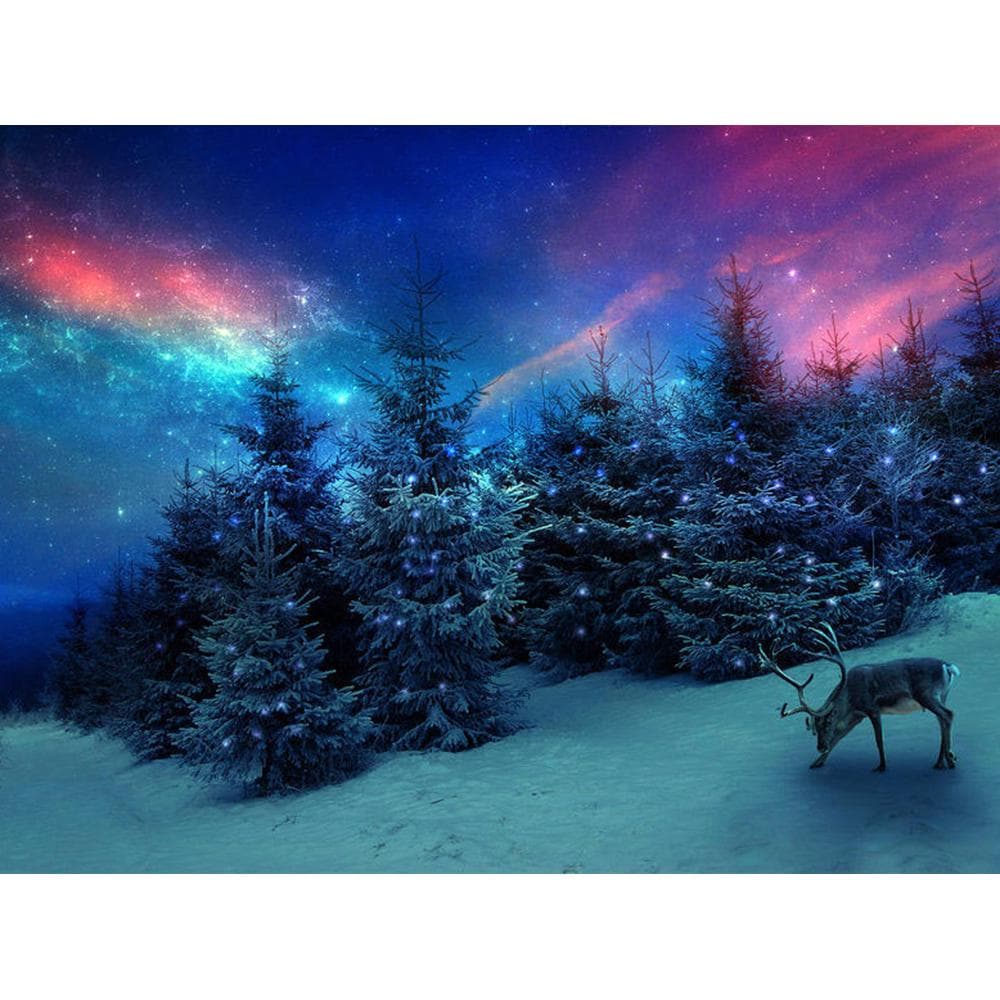 Diamond Embroidery Landscape Christmas Tree Elk Rhinestone Painting Full Round Diamond Painting 20X30CM