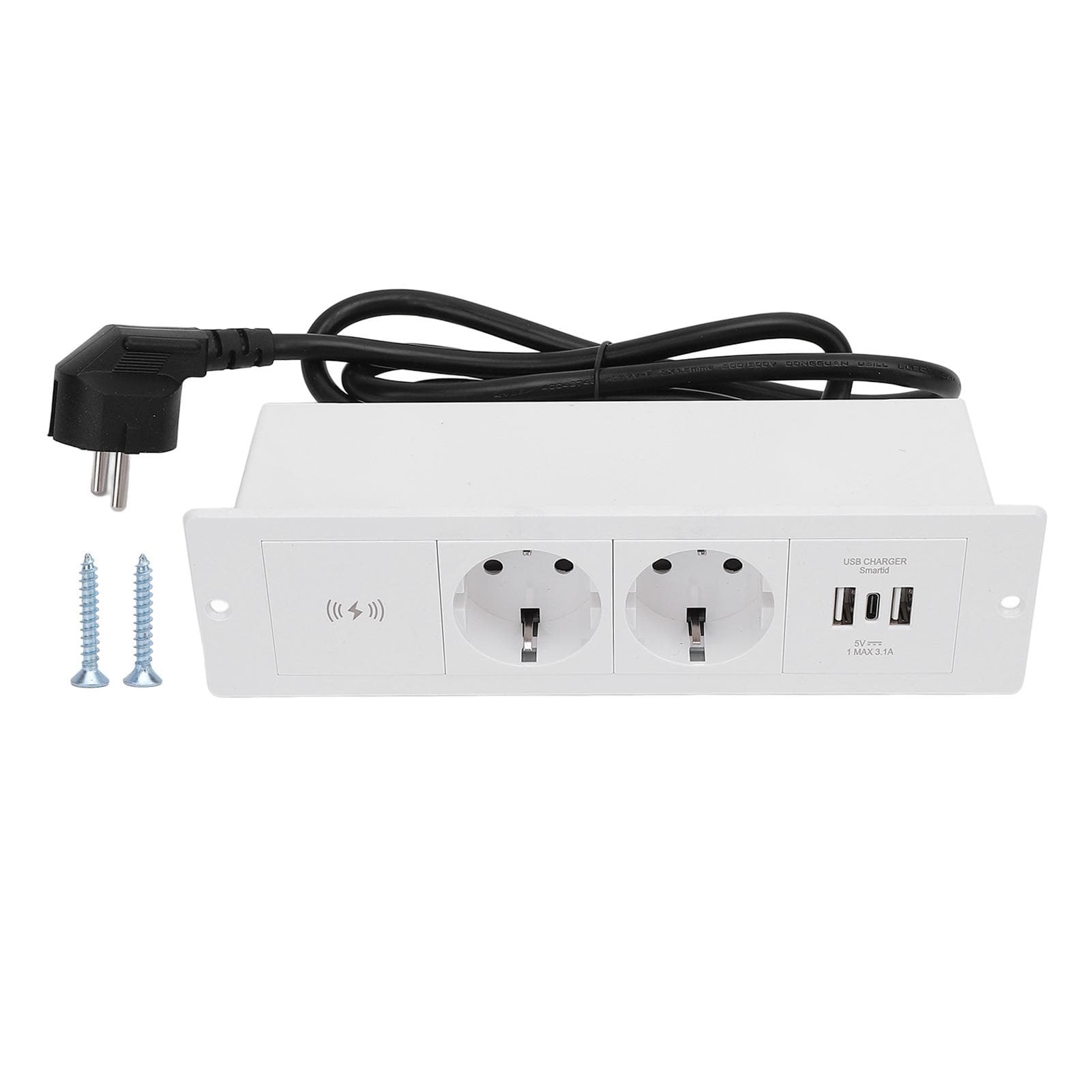 Recessed Power Strip with Wireless Charge USB Ports 4 in 1 Furniture Power Outlet for Table