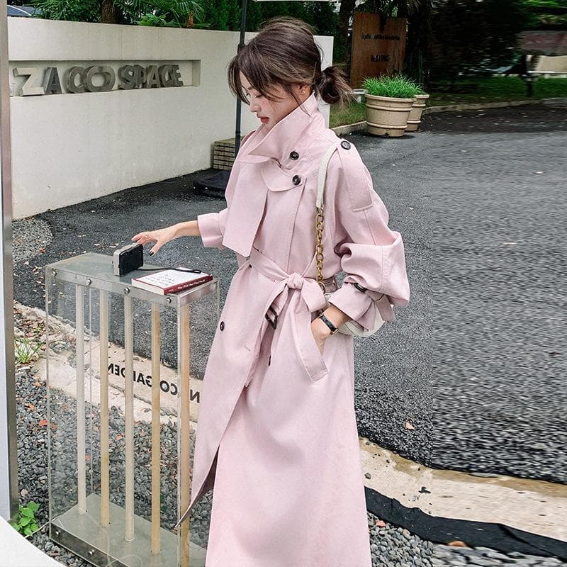 Khaki Trench Coat Women's Autumn Loose Large Size Temperament Long British Style Coat Hits The Street S