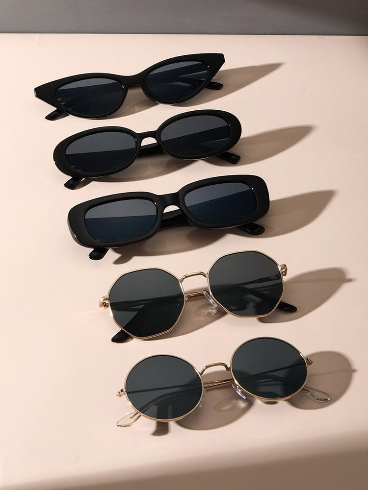5PCS Unisex Metal Plastic Sunglasses Fashion For Street Photography Daily Travel UV Protection
