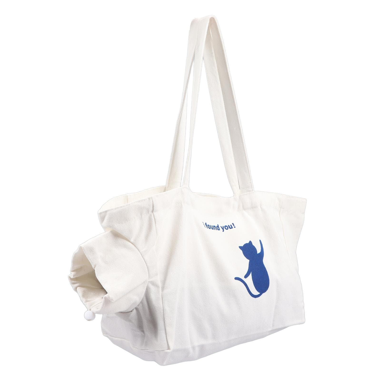 Pet Canvas Shoulder Bag Portable Cute Cat Canvas Carrying Bag Pet Carrier Canvas Bag for Shopping white