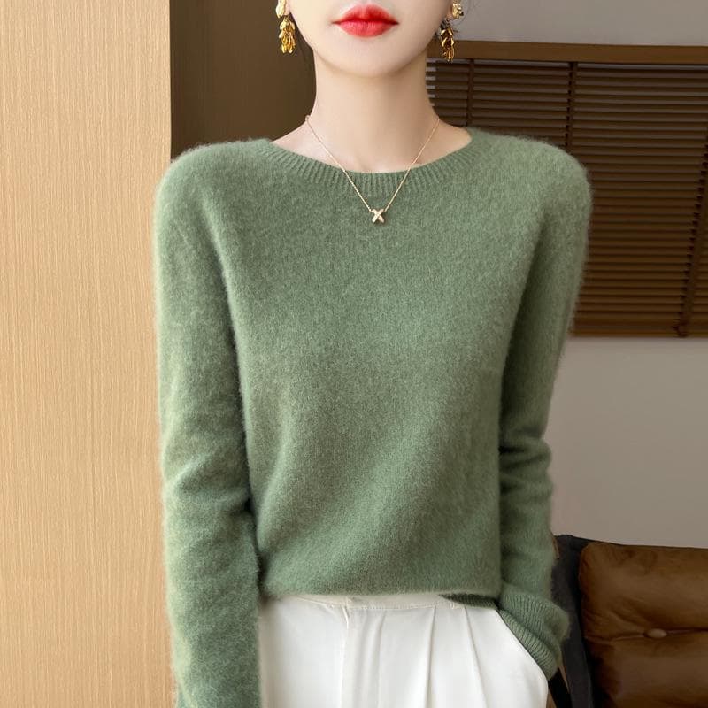 Women's 100% Pure Wool Loose Knitted Pullover Sweater for Autumn/Winter crew neck, S turquoise