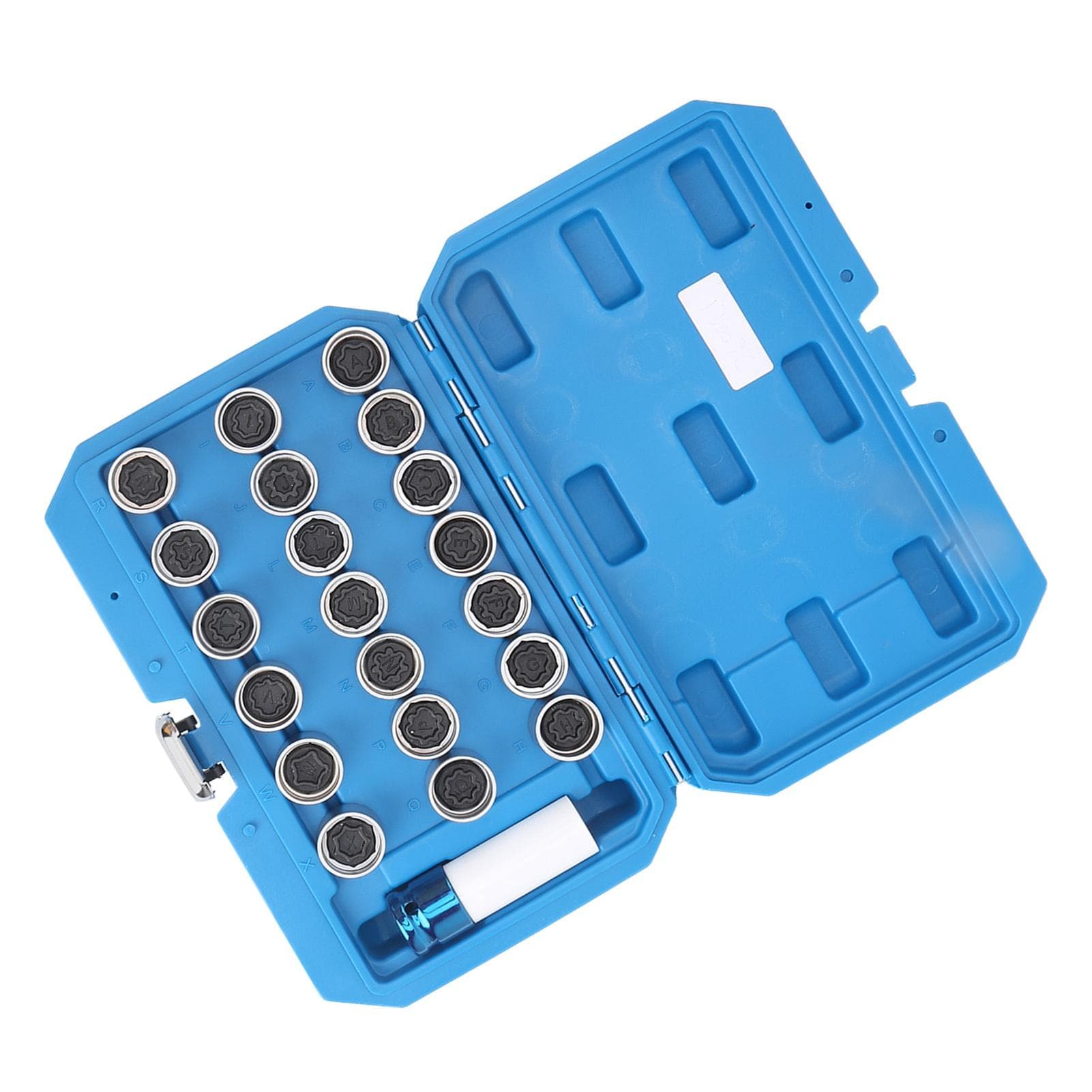 21pcs Anti Thief Wheel Lug Nut Key Stud Remover Tool with Toolbox 20 Locking Keys 17mm Socket
