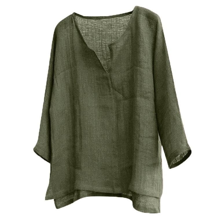 New Men's Summer Spring Long Sleeve Loose Shirt Solid Color Casual Long Sleeve Cool Shirt Vn-eck Tops Size S-5XL EU XL green