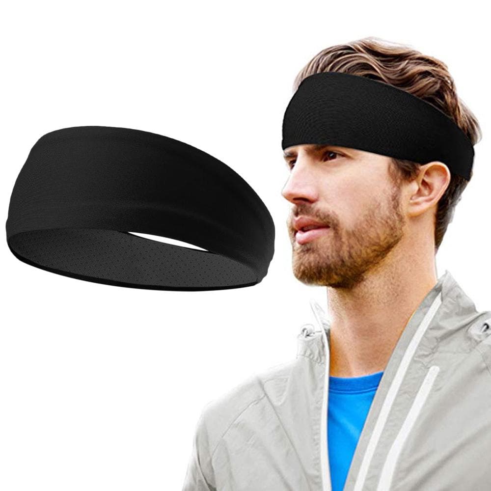 Sport Headband Sweatband Hair Band Anti-slip Headwear Elastic Hair Band Athletic Headband 1PC black