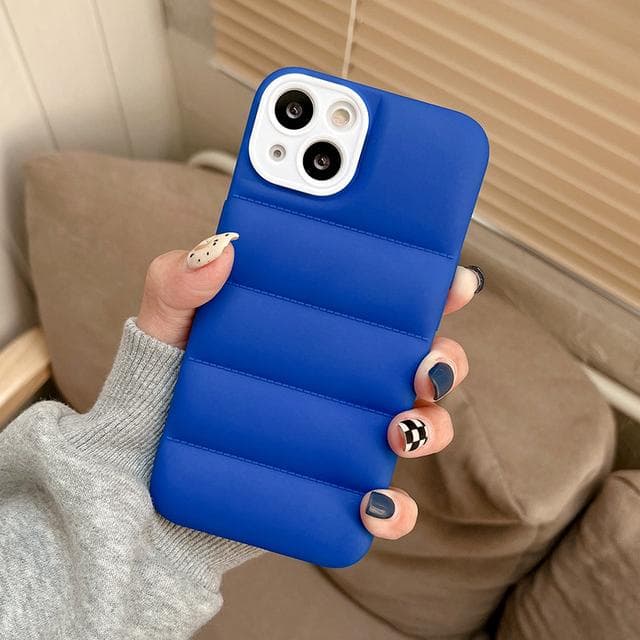 Fashion Down Jacket Phone Case For Iphone 14 13 Pro Max 13 Mini 11 12 Xs Max Xr X 7 8 14 Plus Tpu Cover Case For iPhone 14 blue