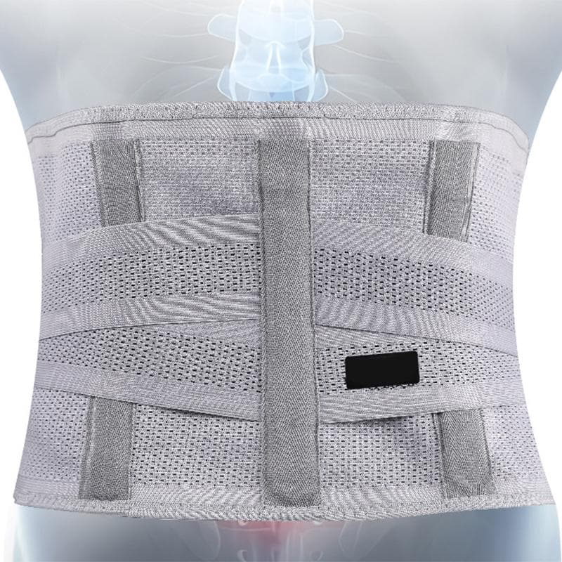 Adjustable Compression Back Support Belt Breathable Comfortable Elastic Abdominal Binder for Men L(for 6.5-9kg) gray