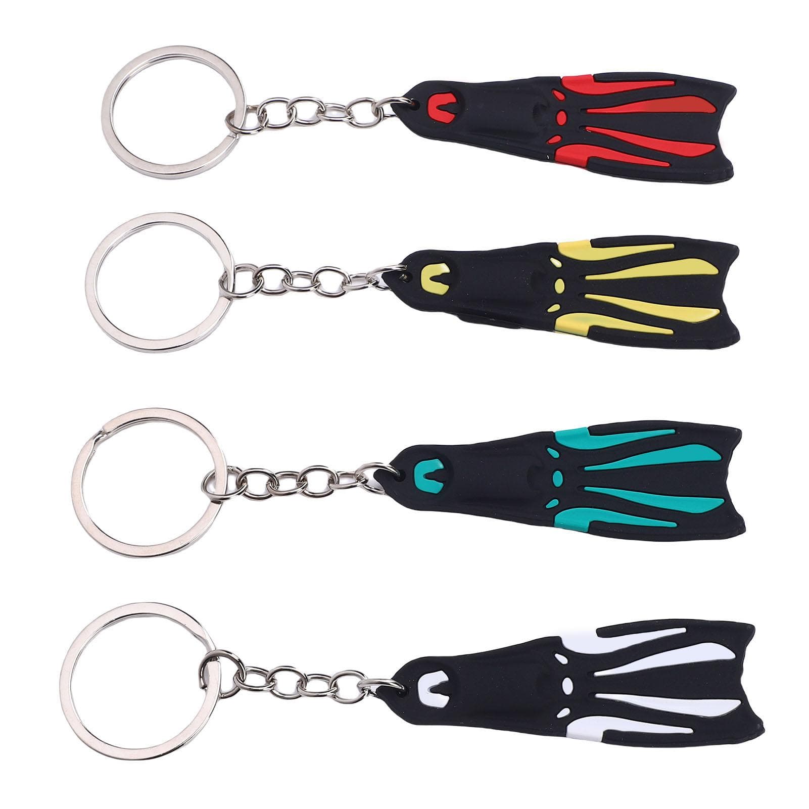 4pcs Diving Fin Keychain Pendant Silicone Dive Flipper Keychain Pendant for Wallets Phones Handbags