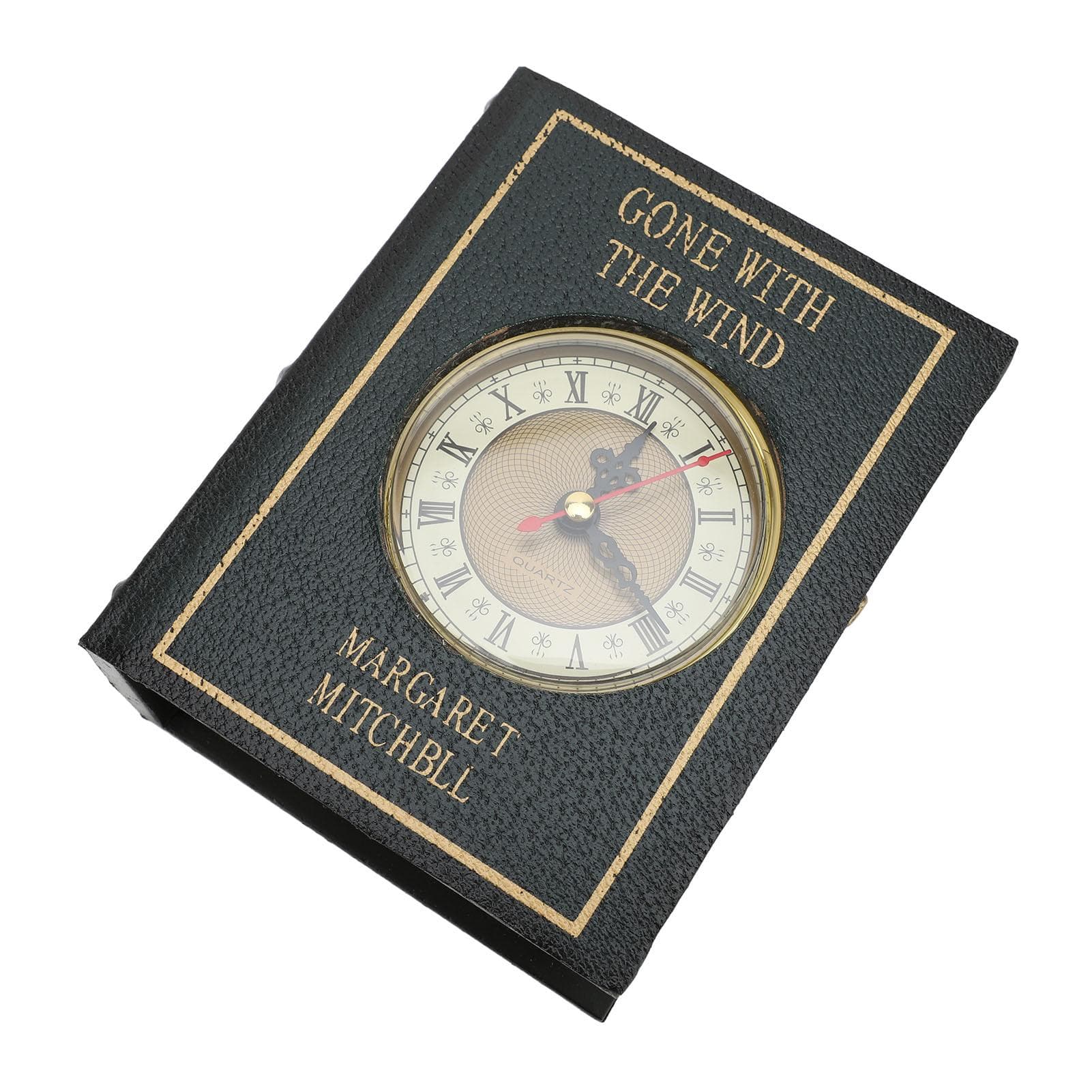 Decorative Book Box Multifunctional Vintage Faux Book Storage Box with Clock for Office 2806B‑05