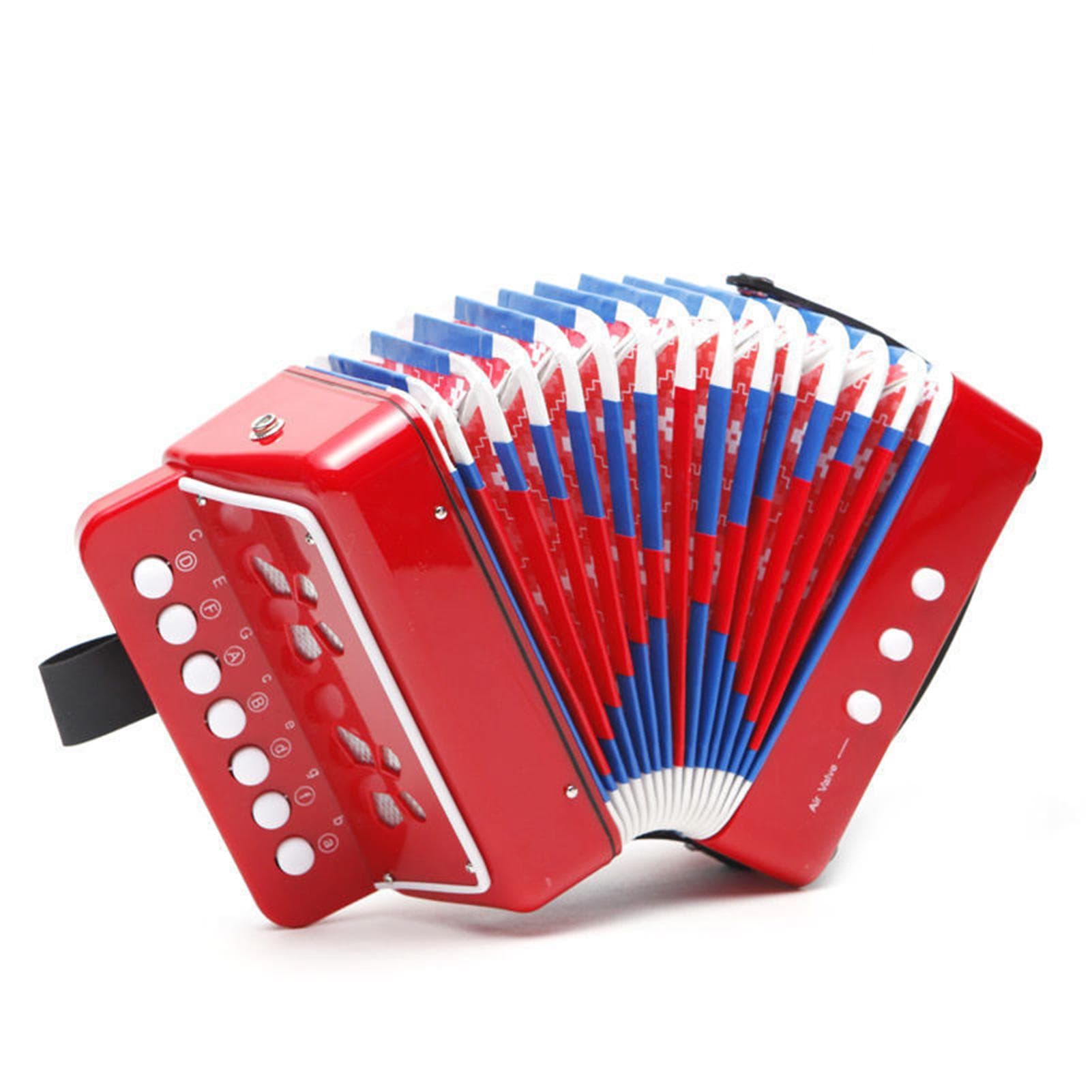 Accordion Instrument 7 Keys 2 Bass Small Accordion Educational Musical Instrument Christmas Gift red