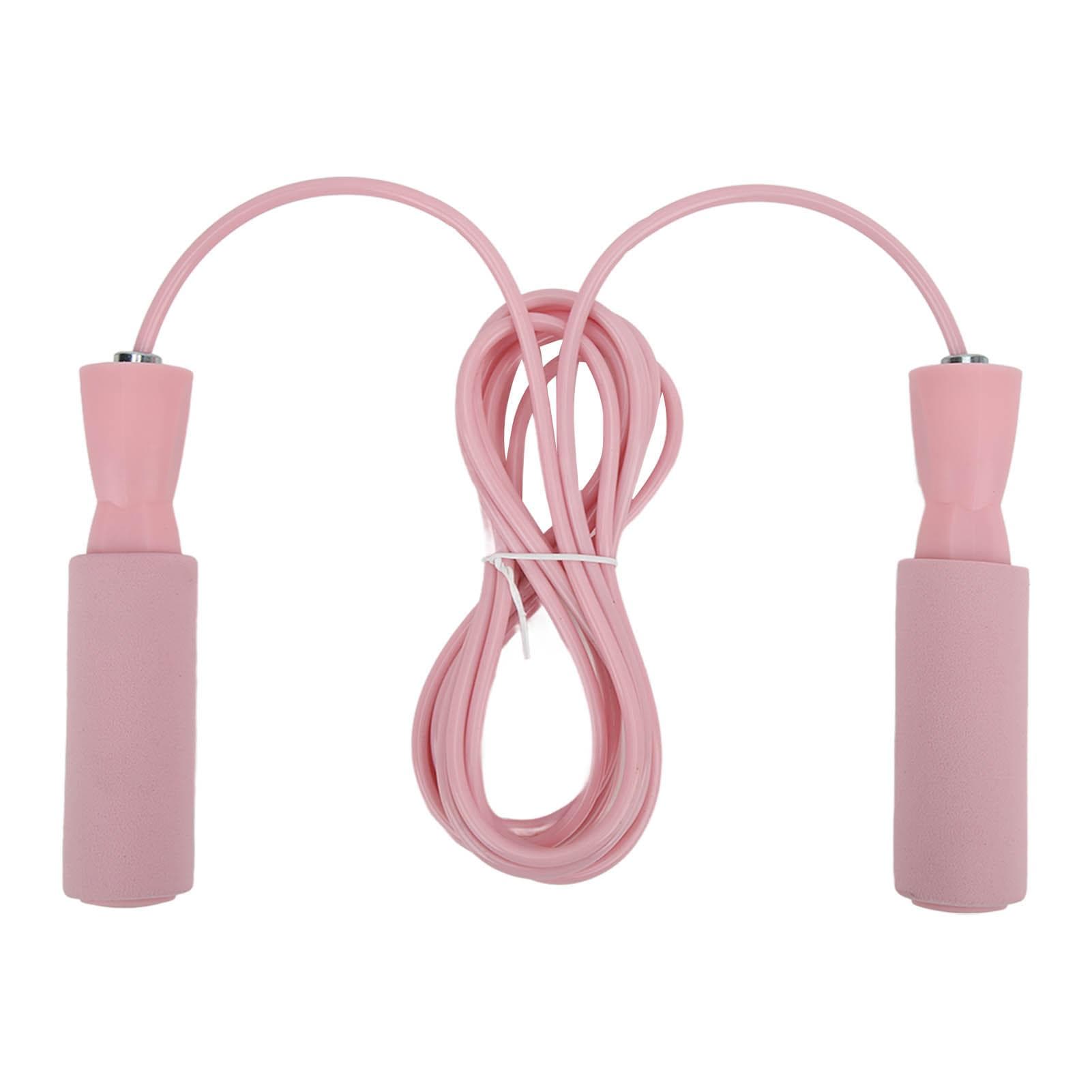 Steel Wire Jumping Rope Ajustable Skipping Rope with Double Bearings for Men Women and Children pink