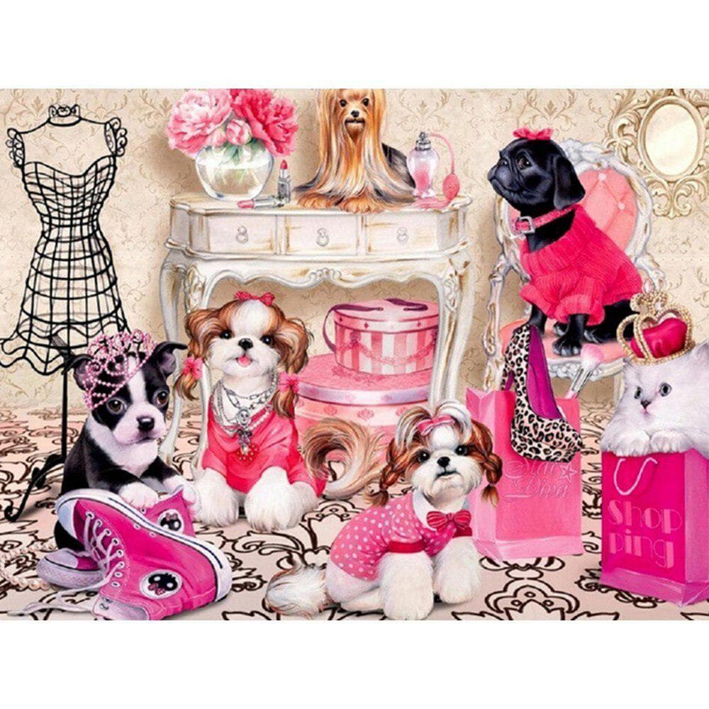Diamond Painting Cute Dog Diamond Embroidery Animal Rhinestone Needlework Cartoon Home Decor 20X30CM