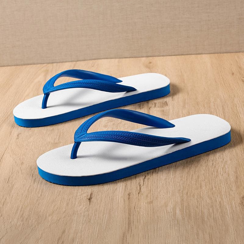 Men's Fashion Wear Beach Outside In Summer, Anti-skid Outdoor, Wear-resistant Rubber Soft Bottom Flip-flops 35 blue