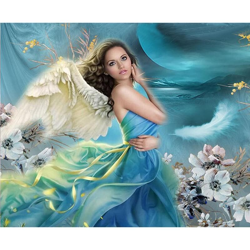 5D DIY Diamond Painting Beauty Fairy Angel Beach Embroidery Rhinestone Cross Stitch Wedding Decor 20X30CM