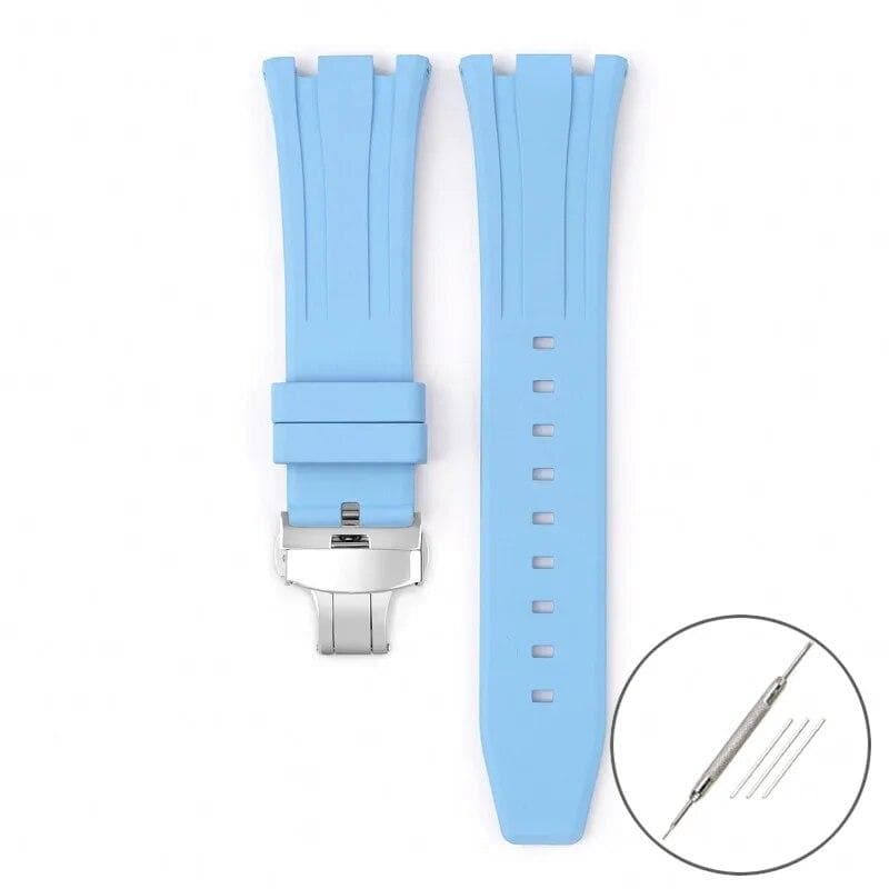 Fluoro Rubber Strap for Audemars Piguet Royal Oak 15400 15500 26331 Butterfly Buckle Men Soft FKM Replace Watch Band for AP 26mm 26mm