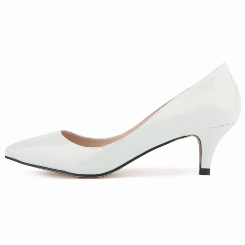 Classic Sexy Pointed Low Med Kitten Heels Women Pumps Shoes Spring Brand Design Wedding Dress 38 white