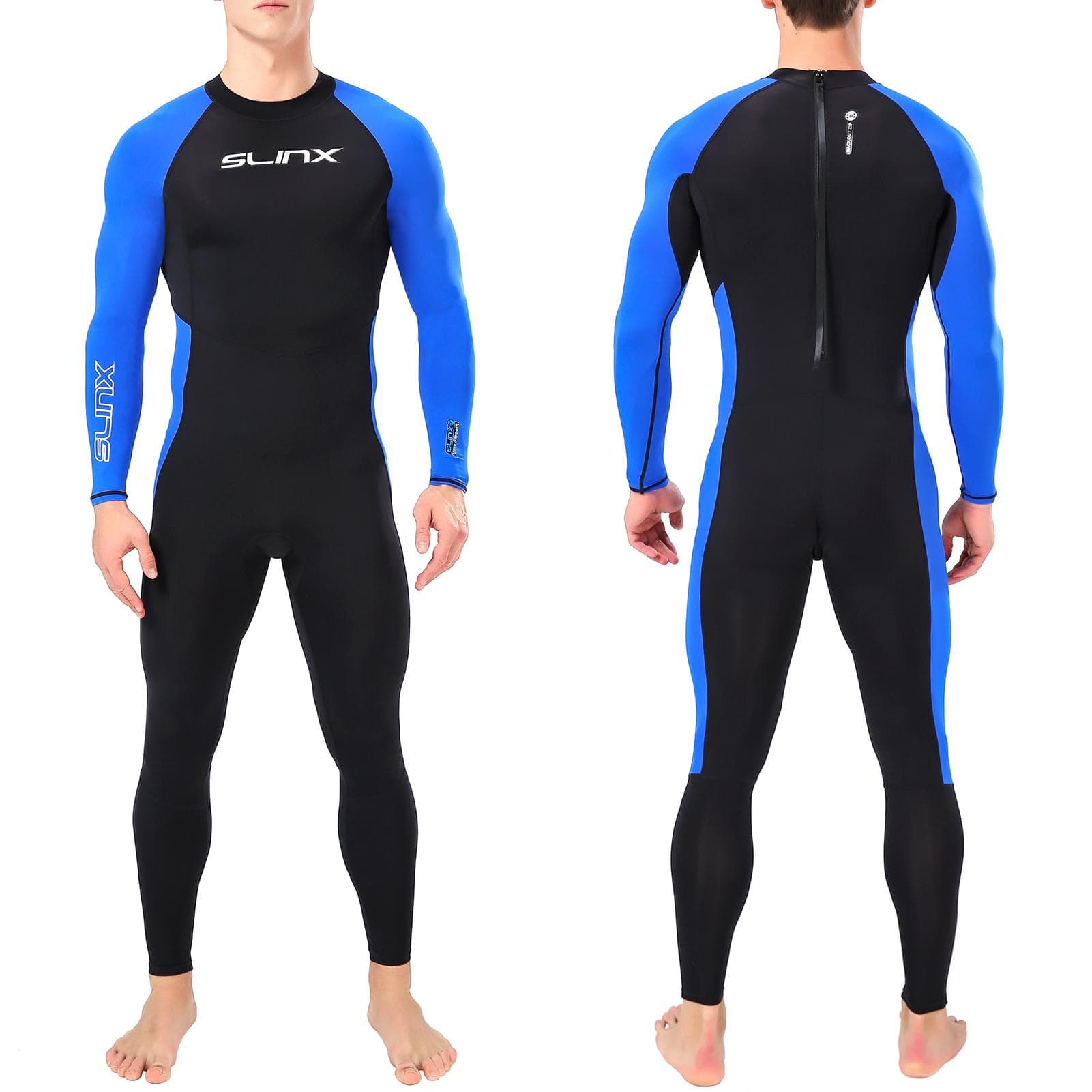 Quick Dry Diving Wetsuit UV Protection One Piece Long Sleeves Diving Suit Back Zipper Swimsuit for 2XL