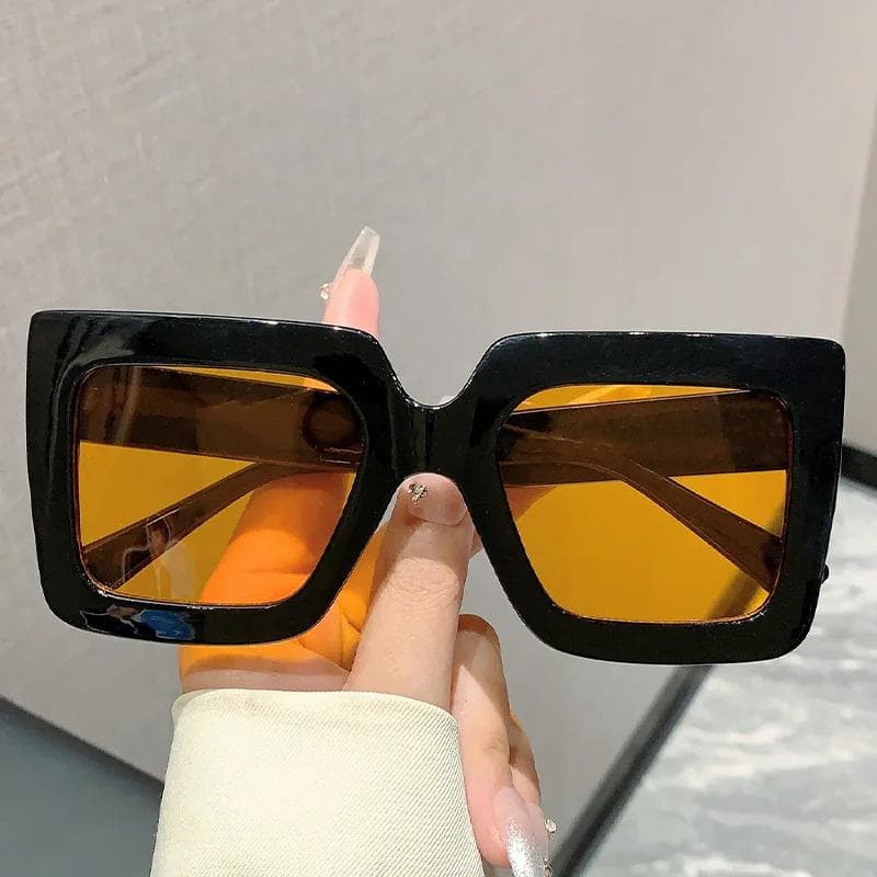 Gradient Color Splicing Box Sunglasses Fashionable Korean Style UV Resistant Trendy Simple Versatile Glasses