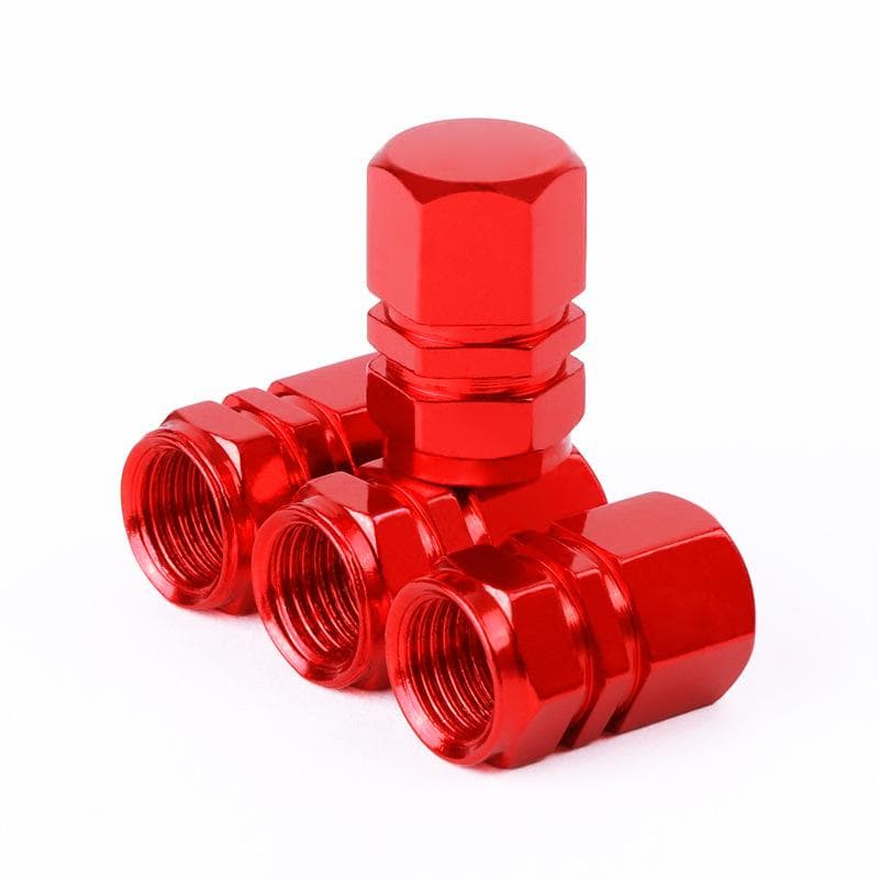 4Pcs Car Tire Valve Caps Knurling Style Tire Valve Cap Aluminum Tire Wheel Cap Air Valve Cap Car Universal accessories red
