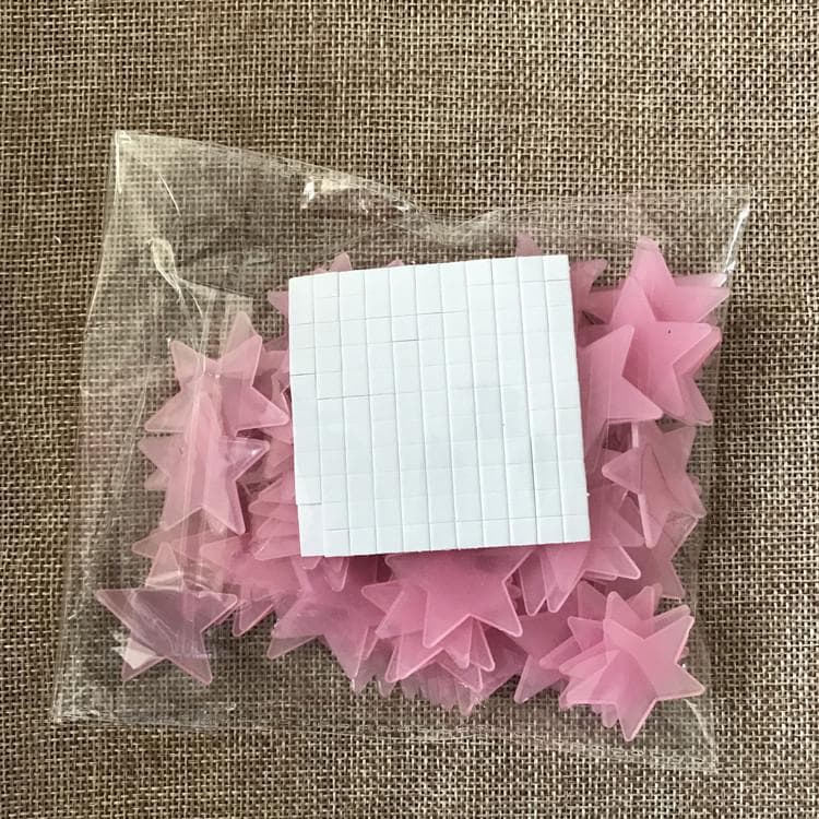 100pcs Wall Stickers Decal Glow In The Dark Baby Kids Bedroom Home Decor Color Stars Luminous Fluorescent Wall Stickers Decal pink