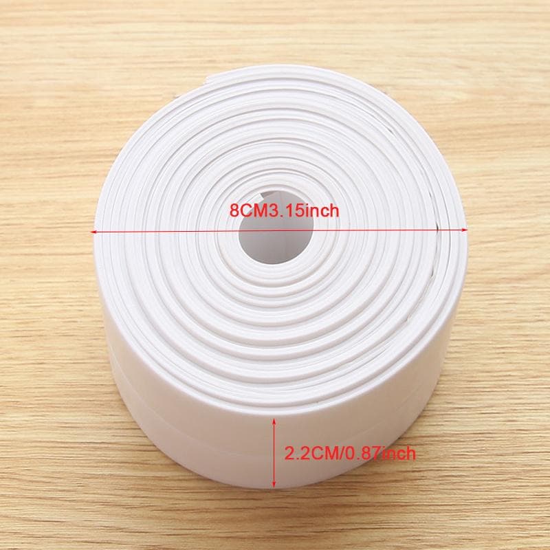 3.2M PVC Bath Sink Sealing Strip Tape Caulk Strip Self Adhesive Waterproof Mould-Proof Wall Sticker Sink Edge Tape for Bathroom Kitchen Accessories 2.2cm x 330cm white