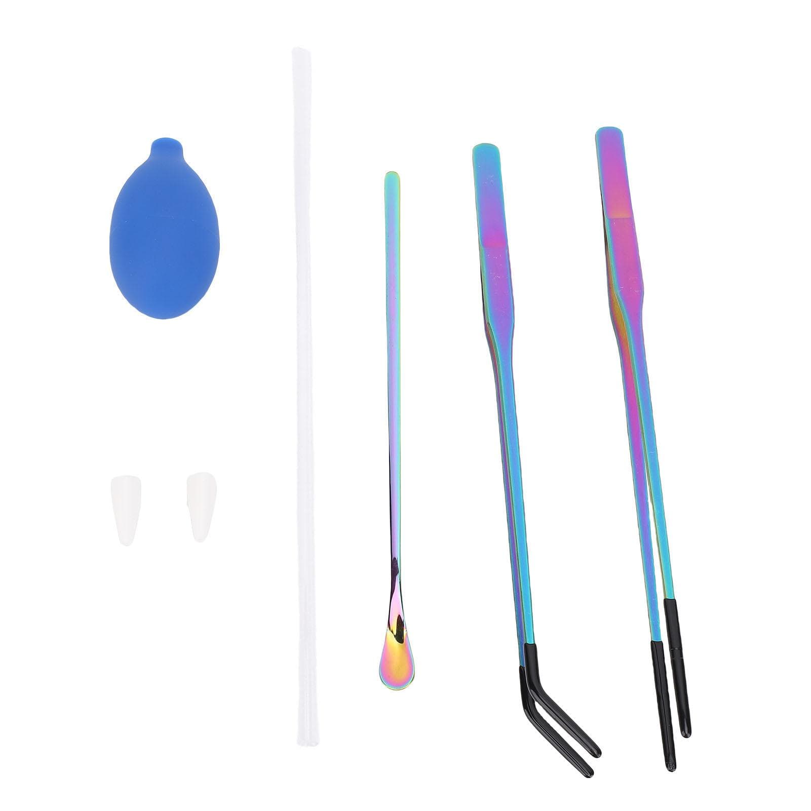 Reptile Feeder Tool Kit Stainless Steel Aquarium Tweezers Feeding Dropper Silicone Tip for Aquatic