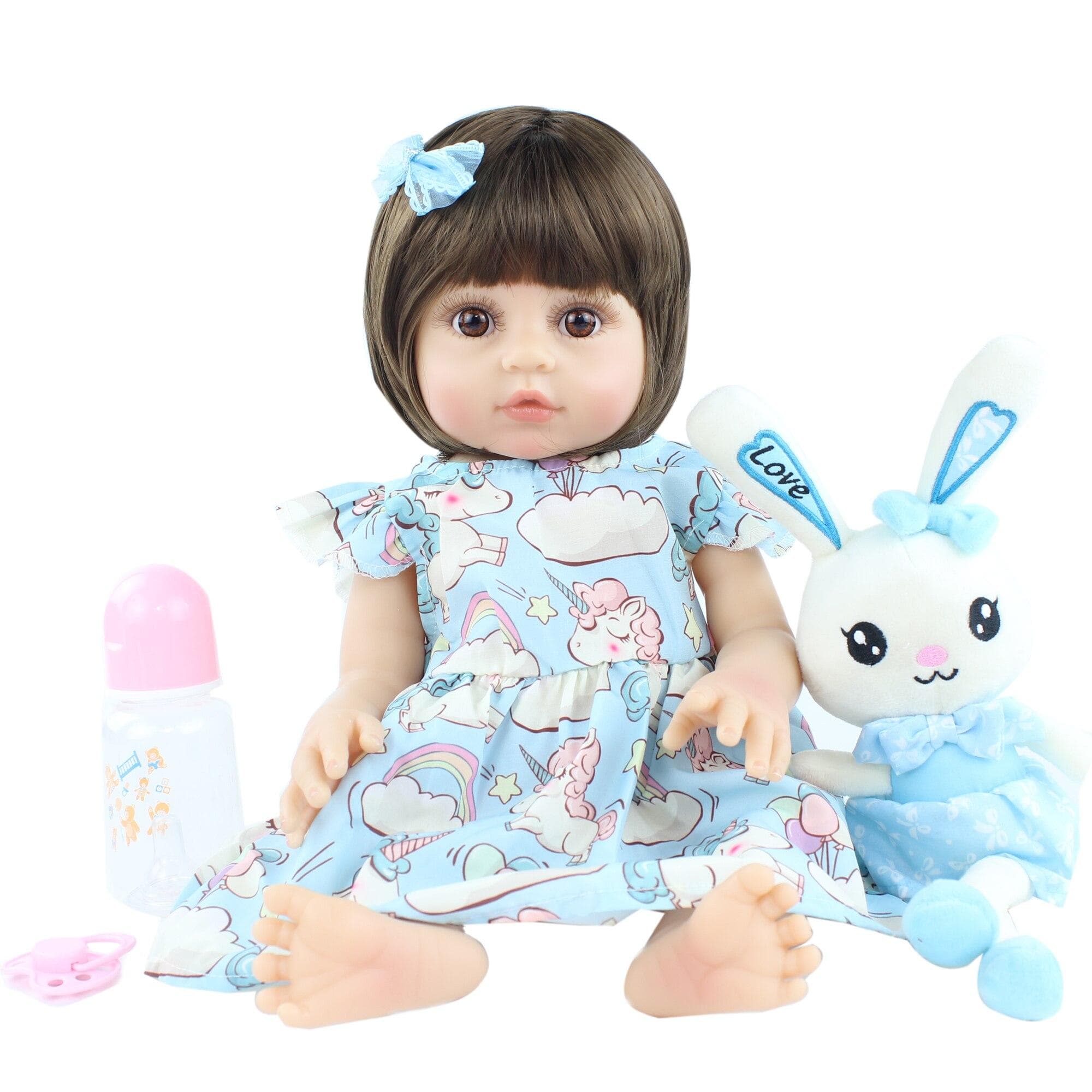 BZDOLL 48 CM Soft Body Full Silicone Reborn Baby Doll Like Real 19 Inch Vinyl Princess Bonecas Birthday Gift Girls Bathe Bedtime Toys 48cm, Full Body Silicone