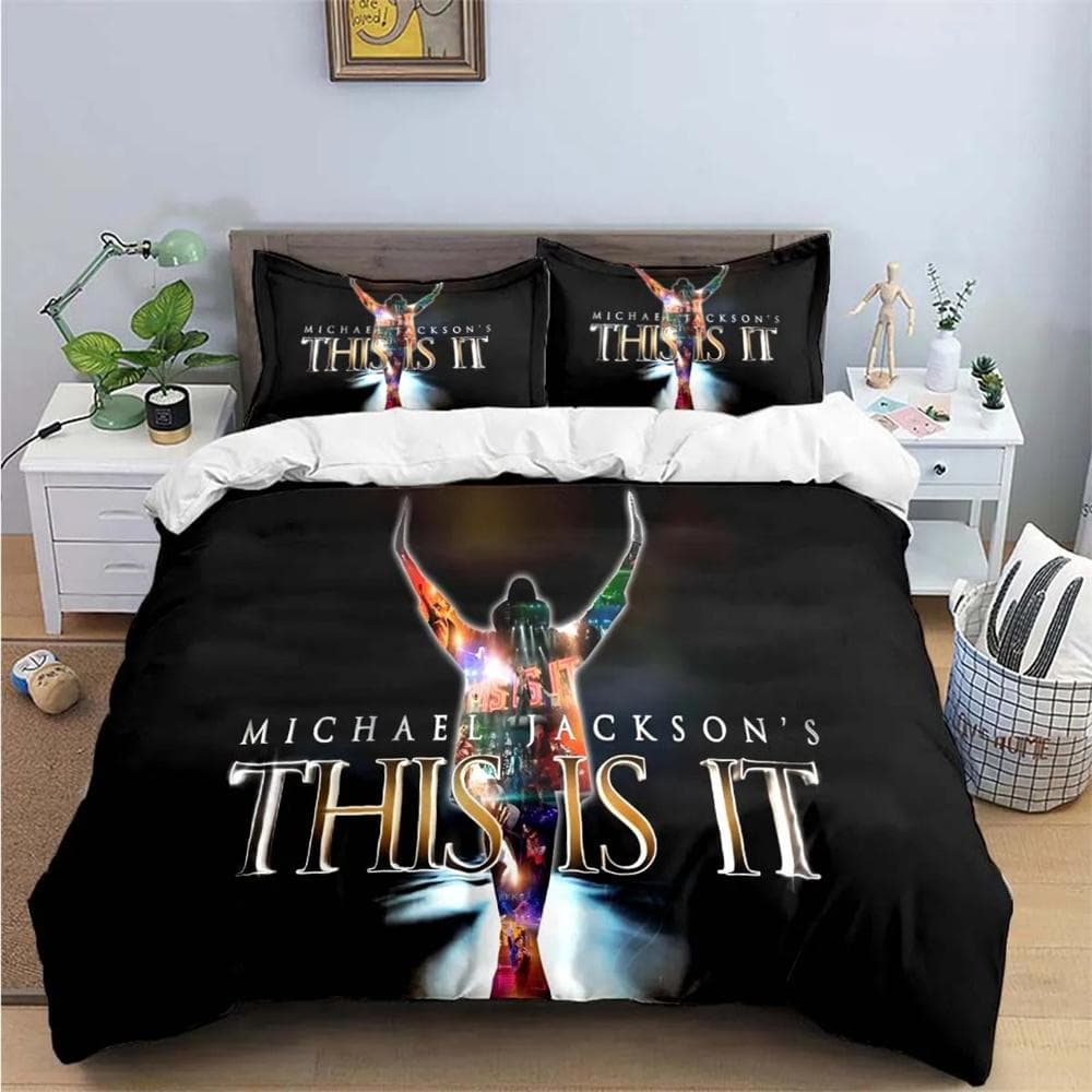 Exquisite Fashion M-Michael-Jackson Printing Bedding Set Duvet Cover Comforter Bed Youth Kids Girl Boys Birthday Gift 135X200cm-2pcs