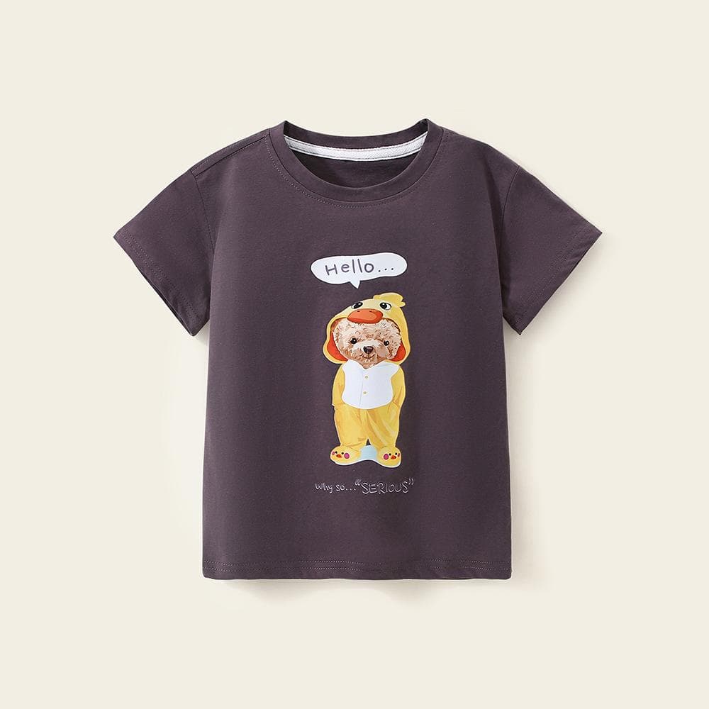 Boys' T-shirt Half Sleeve Children's Short Sleeve Cartoon Bear Pure Cotton Baby Children's Summer Clothing 140cm