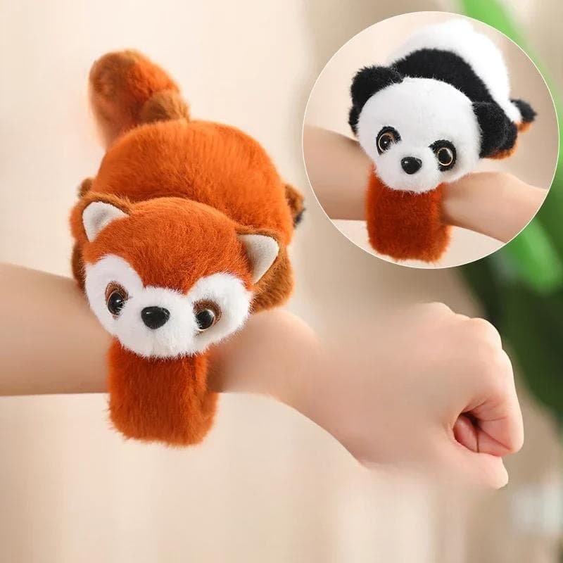 Animal Slap Wristband Bracelet Fox Dog Panda Raccoon Plush Hand Ring Wristband Kids Toys Creative Gift 15cm