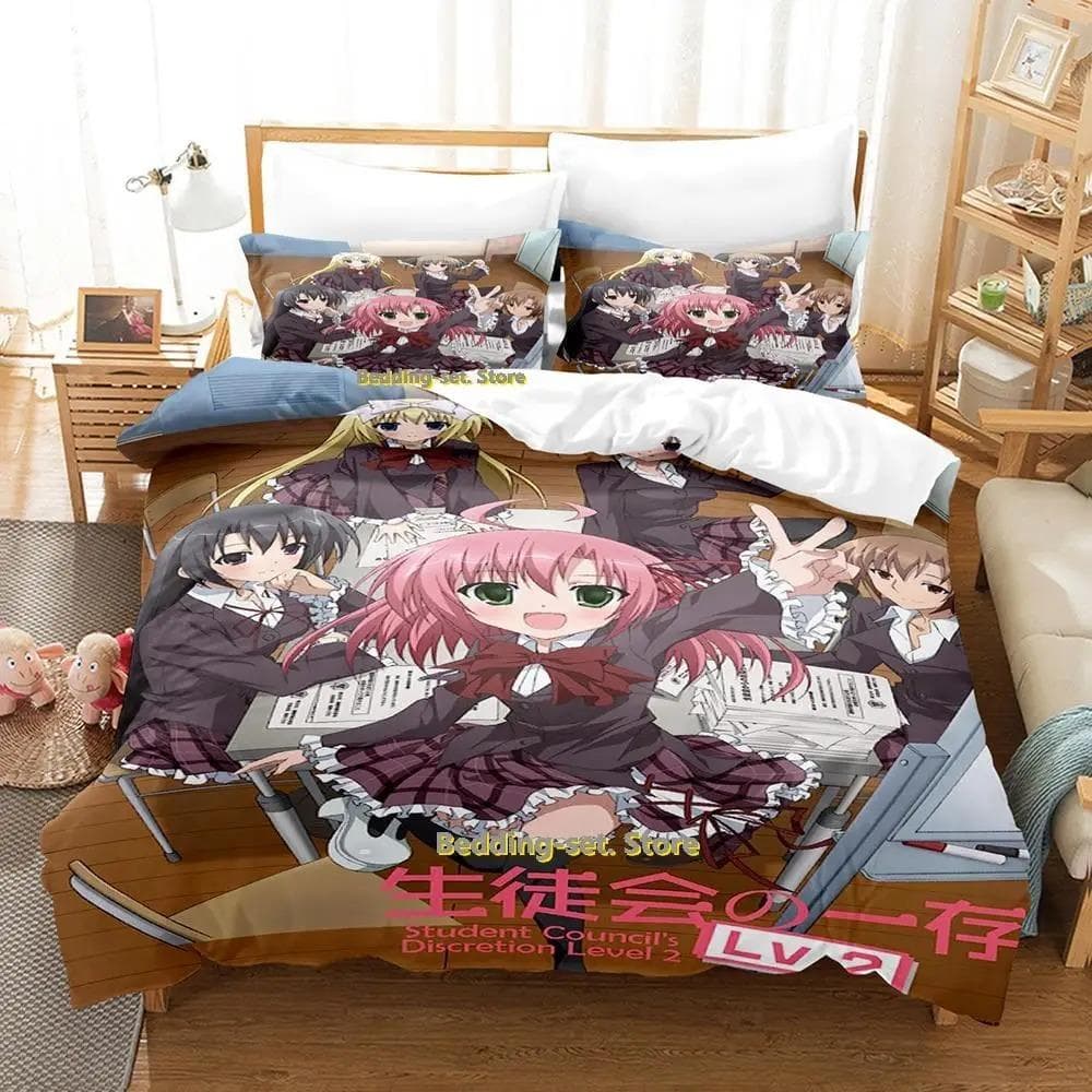 Seitokai No Ichizon Bedding Set Cartoon Anime three-piece set Adult Kid Bedroom Duvetcover Sets 3D Kawaii Girls lit enfant 70x133cm 2pcs