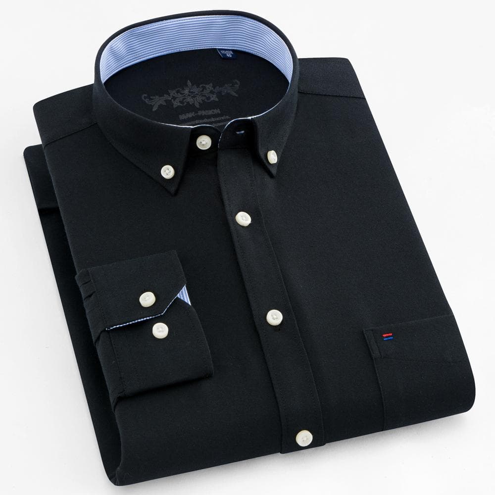 Men‘s Plaid Striped Long Sleeve Oxford Shirt - Premium Quality Breathable, Button Up Design - Ideal for Business & Formal Events 43 black